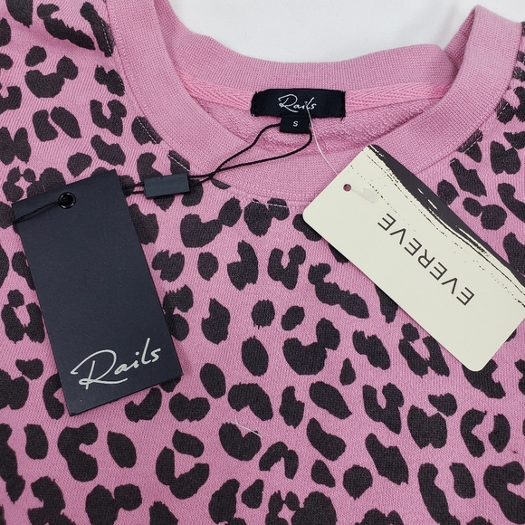 Evereve Rails Ramona Pink Jaguar Pullover Sweatshirt Size S NWT - Picture 3 of 5
